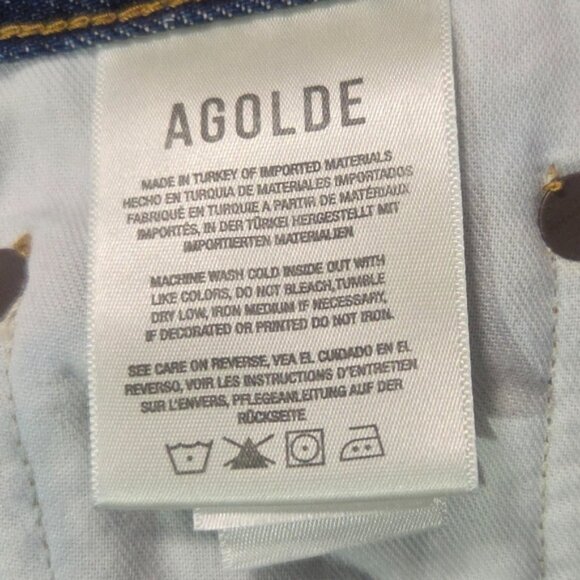 Agolde  Blue High-Waisted Jean Shorts Distressed Size 23 - Picture 5 of 8